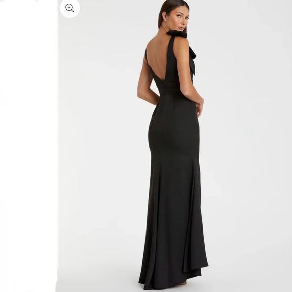 MAC DUGGAL Sleeveless V Neck Bow Detail Mermaid Maxi Gown NWT Black, Size 10 - Picture 2 of 16